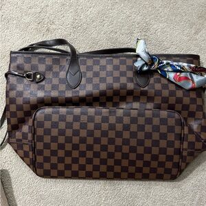 Brown Checkered Tote Bag